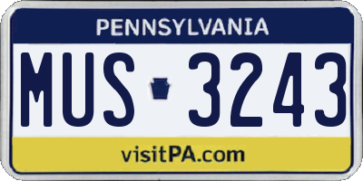 PA license plate MUS3243