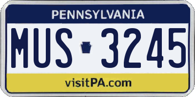 PA license plate MUS3245
