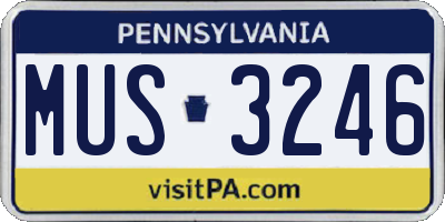 PA license plate MUS3246