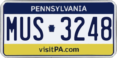 PA license plate MUS3248