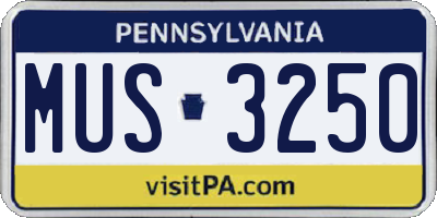 PA license plate MUS3250