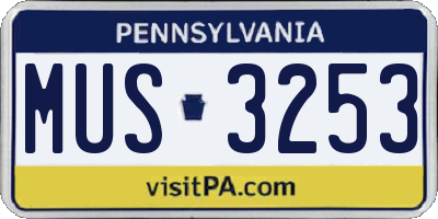 PA license plate MUS3253