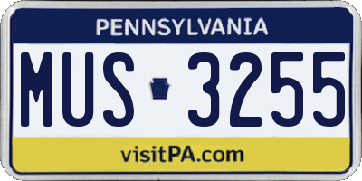 PA license plate MUS3255