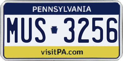 PA license plate MUS3256
