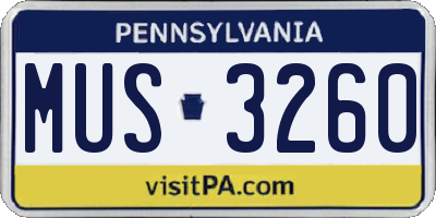 PA license plate MUS3260