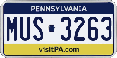 PA license plate MUS3263