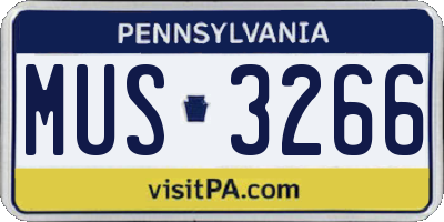 PA license plate MUS3266