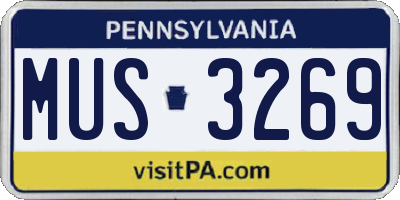 PA license plate MUS3269