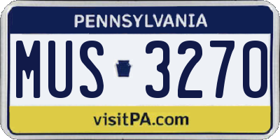 PA license plate MUS3270