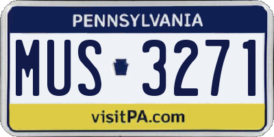 PA license plate MUS3271