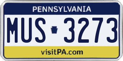 PA license plate MUS3273