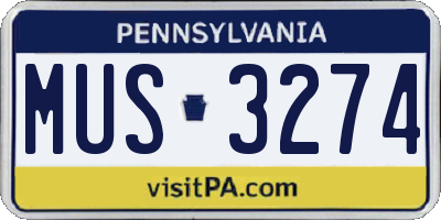 PA license plate MUS3274