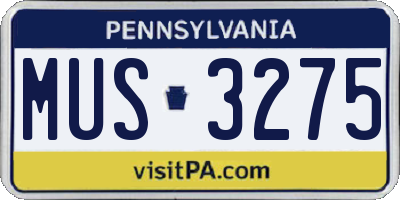 PA license plate MUS3275