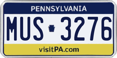 PA license plate MUS3276