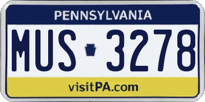 PA license plate MUS3278
