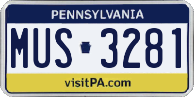 PA license plate MUS3281