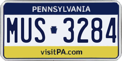 PA license plate MUS3284
