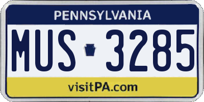 PA license plate MUS3285