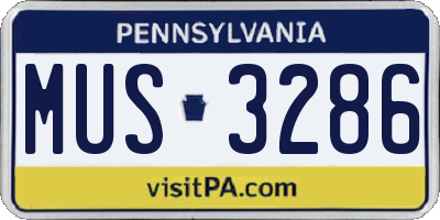 PA license plate MUS3286