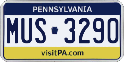 PA license plate MUS3290
