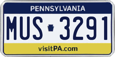 PA license plate MUS3291