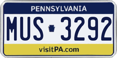 PA license plate MUS3292