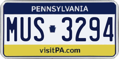 PA license plate MUS3294