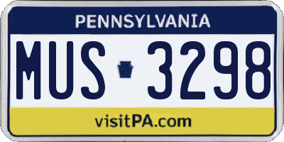 PA license plate MUS3298