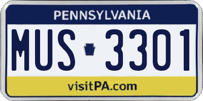 PA license plate MUS3301