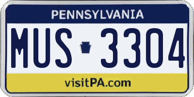 PA license plate MUS3304