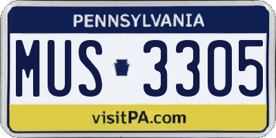 PA license plate MUS3305