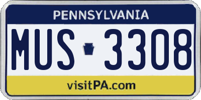 PA license plate MUS3308