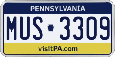 PA license plate MUS3309