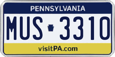 PA license plate MUS3310