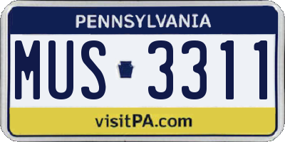 PA license plate MUS3311