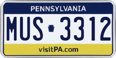 PA license plate MUS3312