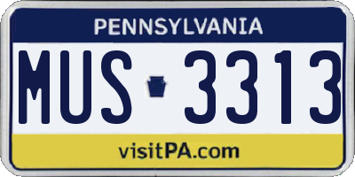 PA license plate MUS3313