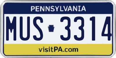 PA license plate MUS3314