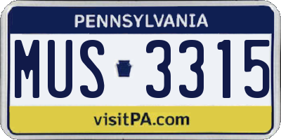 PA license plate MUS3315