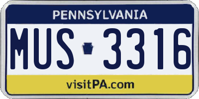 PA license plate MUS3316
