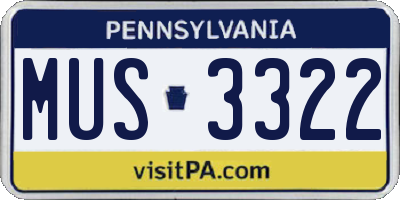 PA license plate MUS3322
