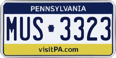 PA license plate MUS3323
