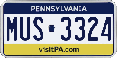 PA license plate MUS3324