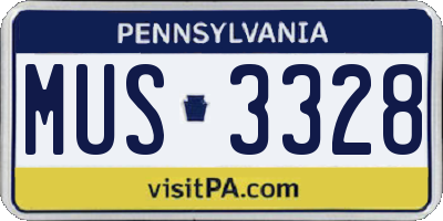PA license plate MUS3328