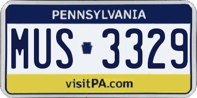 PA license plate MUS3329