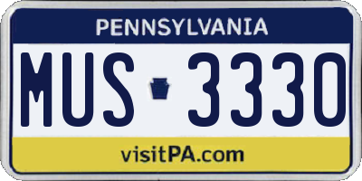 PA license plate MUS3330