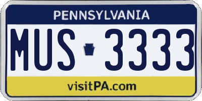 PA license plate MUS3333