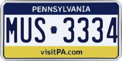 PA license plate MUS3334