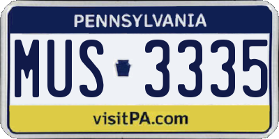 PA license plate MUS3335