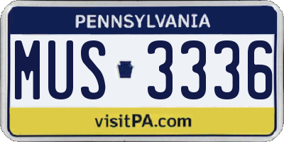 PA license plate MUS3336